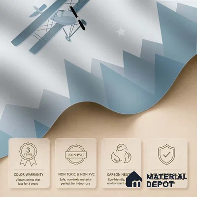 Flying Over the Blue Peaks Vintage Planes | WP 04062 Canvas Texture Finish Abstract Style luxurious Customized size Wallpaper | 250 GSM WP01CNF Paper | (MOQ = 30 Sq. Ft.)