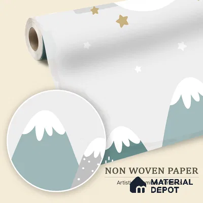 Goodnight Little Moon Winter Night | WP 04063 B Non Woven Matte Finish Nature Style Premium Customized size Wallpaper | 150 GSM WP01MTF Paper | (MOQ = 30 Sq. Ft.)