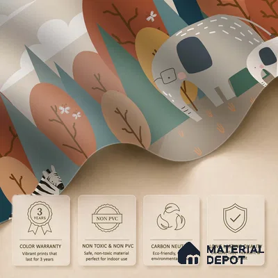 Walk with Gentle Giants Animals Enjoying Nature Scene | WP 04064 B Non Woven Matte Finish Animal Print Style Premium Customized size Wallpaper | 150 GSM WP01MTF Paper | (MOQ = 30 Sq. Ft.)