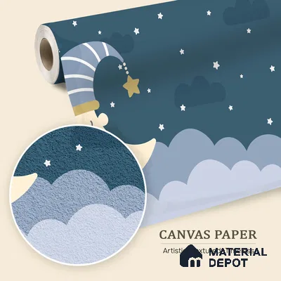 Stars Before Sleep Animals At Night With Stars | WP 04065 Canvas Texture Finish Space Style luxurious Customized size Wallpaper | 250 GSM WP01CNF Paper | (MOQ = 30 Sq. Ft.)