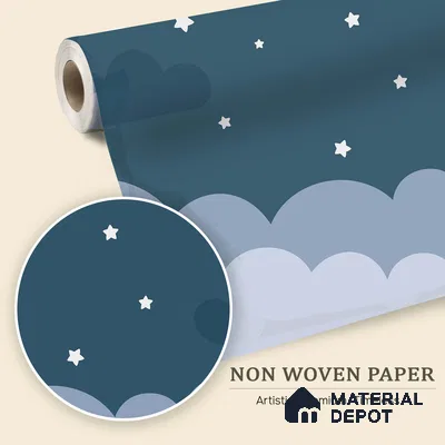 Stars Before Sleep Animals At Night With Stars | WP 04065 B Non Woven Matte Finish Space Style Premium Customized size Wallpaper | 150 GSM WP01MTF Paper | (MOQ = 30 Sq. Ft.)