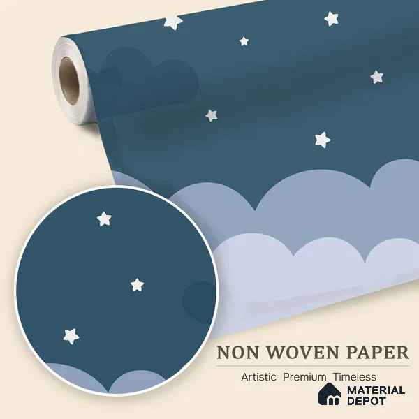 Stars Before Sleep Animals At Night With Stars | WP 04065 B Non Woven Matte Finish Space Style Premium Customized size Wallpaper | 150 GSM WP01MTF Paper | (MOQ = 30 Sq. Ft.)