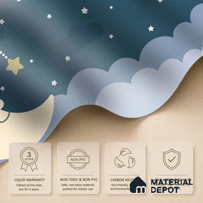 Stars Before Sleep Animals At Night With Stars | WP 04065 B Non Woven Matte Finish Space Style Premium Customized size Wallpaper | 150 GSM WP01MTF Paper | (MOQ = 30 Sq. Ft.)