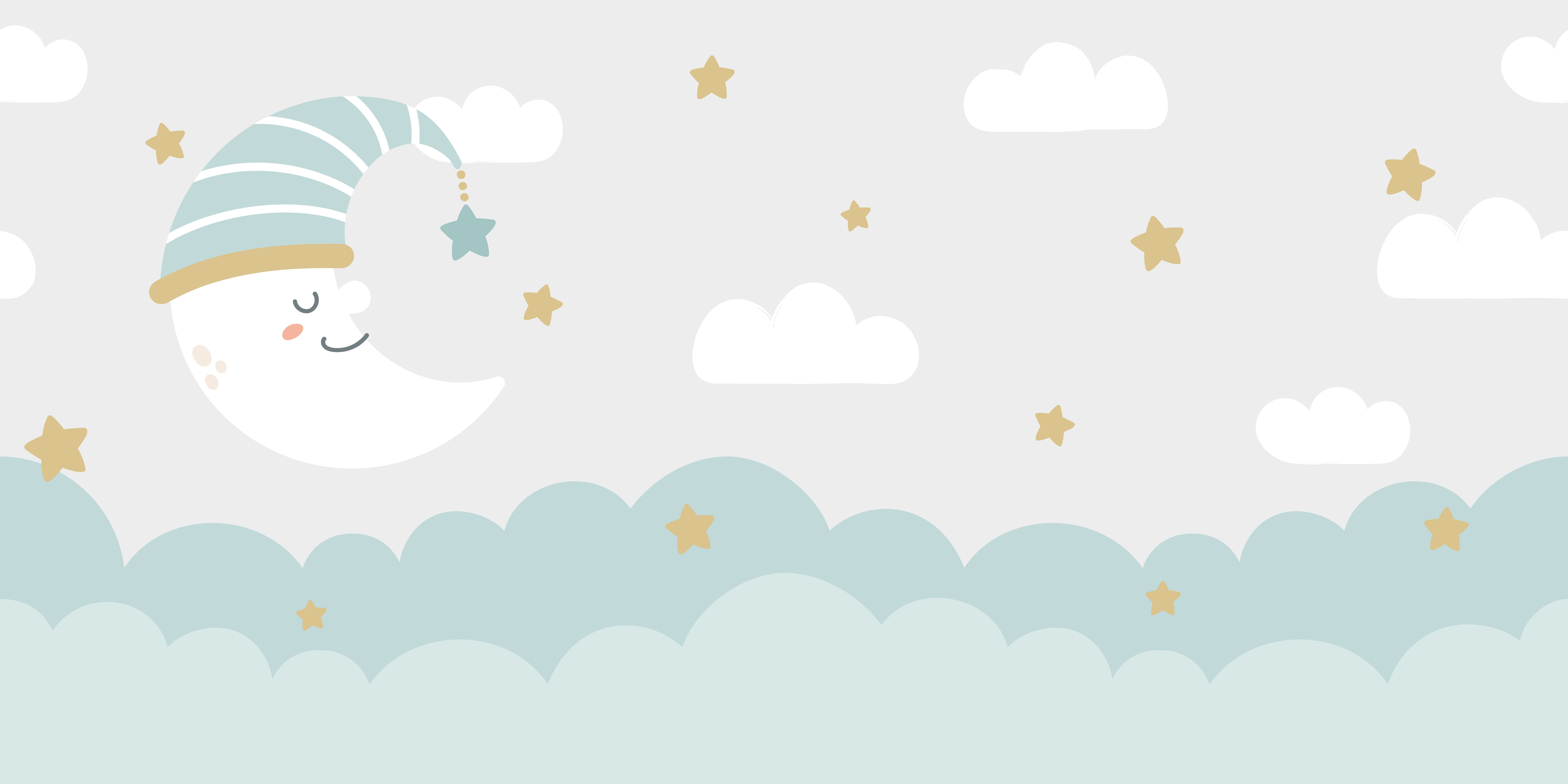 Little Star Lullaby Soft Pastel Animal Dreamscape | WP 04066 Canvas Texture Finish Space Style luxurious Customized size Wallpaper | 250 GSM WP01CNF Paper | (MOQ = 30 Sq. Ft.)