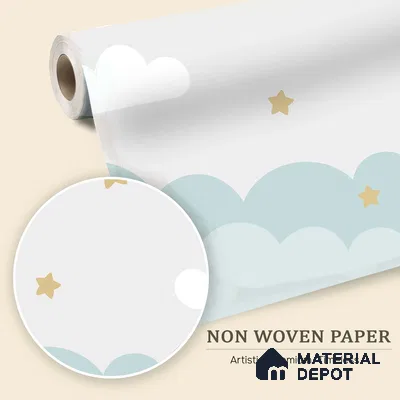 Little Star Lullaby Soft Pastel Animal Dreamscape | WP 04066 B Non Woven Matte Finish Space Style Premium Customized size Wallpaper | 150 GSM WP01MTF Paper | (MOQ = 30 Sq. Ft.)