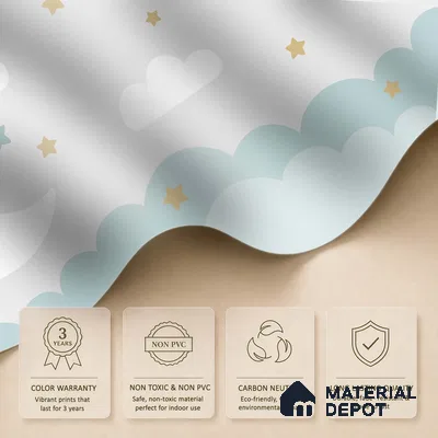 Little Star Lullaby Soft Pastel Animal Dreamscape | WP 04066 B Non Woven Matte Finish Space Style Premium Customized size Wallpaper | 150 GSM WP01MTF Paper | (MOQ = 30 Sq. Ft.)