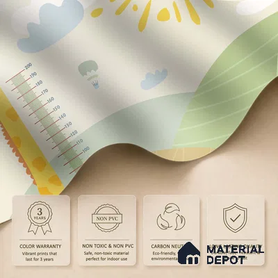 Giraffe Milestone Wall Bright Sunny Day Illustration | WP 04067 B Non Woven Matte Finish Animal Print Style Premium Customized size Wallpaper | 150 GSM WP01MTF Paper | (MOQ = 30 Sq. Ft.)