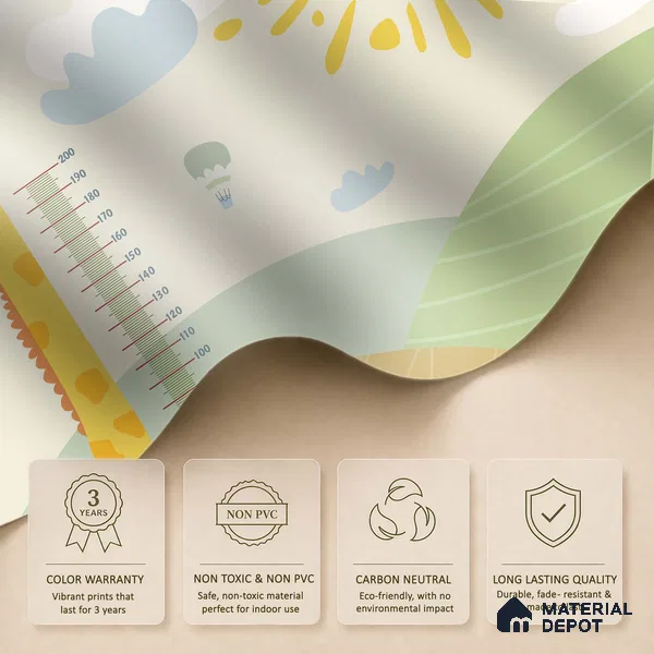 Giraffe Milestone Wall Bright Sunny Day Illustration | WP 04067 B Non Woven Matte Finish Animal Print Style Premium Customized size Wallpaper | 150 GSM WP01MTF Paper | (MOQ = 30 Sq. Ft.)