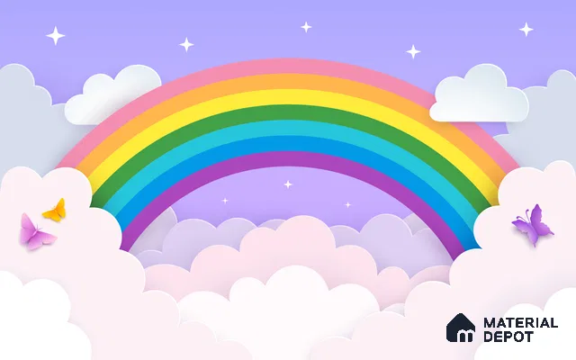 Magic Arc in the Clouds Rainbow On Light Background | WP 04068 Canvas Texture Finish Geometric Style luxurious Customized size Wallpaper | 250 GSM WP01CNF Paper | (MOQ = 30 Sq. Ft.)