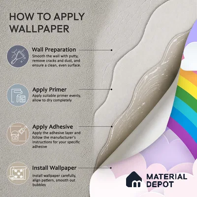 Magic Arc in the Clouds Rainbow On Light Background | WP 04068 B Non Woven Matte Finish Geometric Style Premium Customized size Wallpaper | 150 GSM WP01MTF Paper | (MOQ = 30 Sq. Ft.)