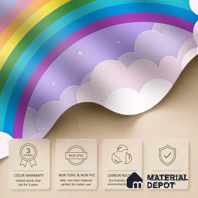 Magic Arc in the Clouds Rainbow On Light Background | WP 04068 B Non Woven Matte Finish Geometric Style Premium Customized size Wallpaper | 150 GSM WP01MTF Paper | (MOQ = 30 Sq. Ft.)