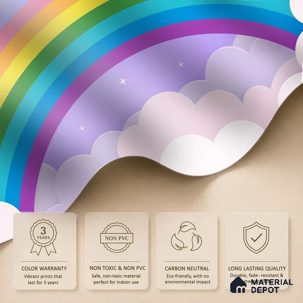 Magic Arc in the Clouds Rainbow On Light Background | WP 04068 B Non Woven Matte Finish Geometric Style Premium Customized size Wallpaper | 150 GSM WP01MTF Paper | (MOQ = 30 Sq. Ft.)