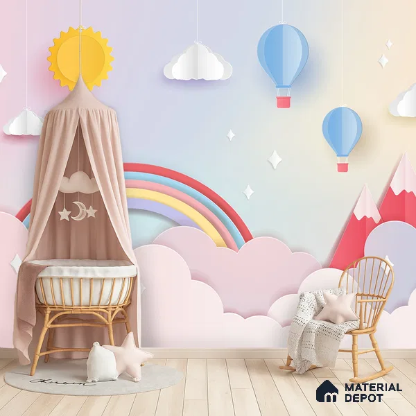 WP 04069 | Multicolour Rainbow Mural Kids Room Customized Wallpaper - Canvas