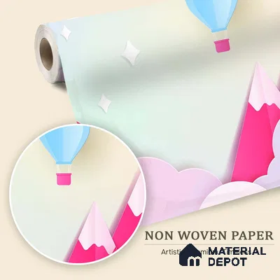 Kids Fantasy Sky Rainbow Over Mountain Tops | WP 04069 B Non Woven Matte Finish Geometric Style Premium Customized size Wallpaper | 150 GSM WP01MTF Paper | (MOQ = 30 Sq. Ft.)