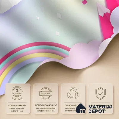 Kids Fantasy Sky Rainbow Over Mountain Tops | WP 04069 B Non Woven Matte Finish Geometric Style Premium Customized size Wallpaper | 150 GSM WP01MTF Paper | (MOQ = 30 Sq. Ft.)