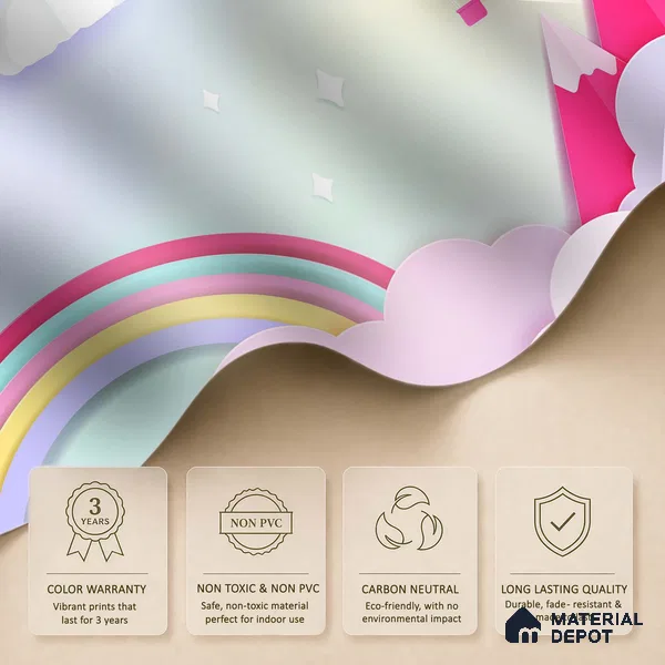 Kids Fantasy Sky Rainbow Over Mountain Tops | WP 04069 B Non Woven Matte Finish Geometric Style Premium Customized size Wallpaper | 150 GSM WP01MTF Paper | (MOQ = 30 Sq. Ft.)