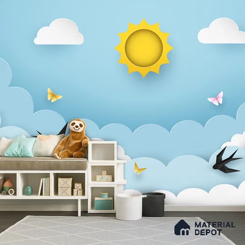 Sunshine Between the Clouds | WP 04072 B Non Woven Matte Finish Nature Style Premium Customized size Wallpaper | 150 GSM WP01MTF Paper | (MOQ = 30 Sq. Ft.)