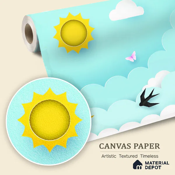 Sunshine Between the Clouds | WP 04072 Canvas Texture Finish Nature Style luxurious Customized size Wallpaper | 250 GSM WP01CNF Paper | (MOQ = 30 Sq. Ft.)