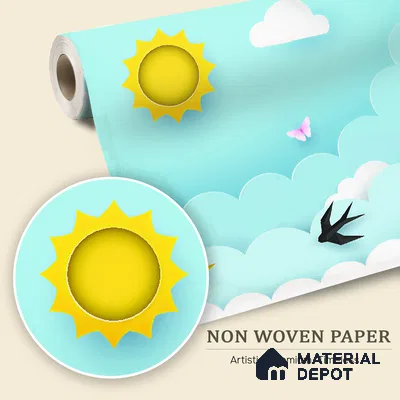 Sunshine Between the Clouds | WP 04072 B Non Woven Matte Finish Nature Style Premium Customized size Wallpaper | 150 GSM WP01MTF Paper | (MOQ = 30 Sq. Ft.)