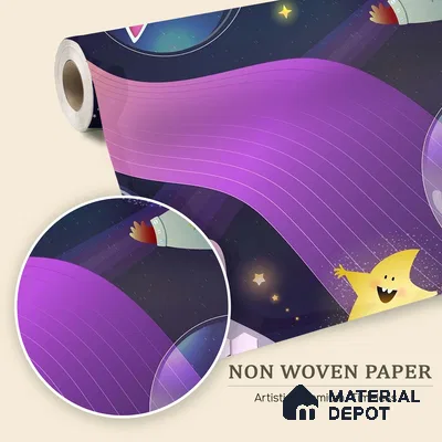 Little Astronauts & Space Friends | WP 04079 B Non Woven Matte Finish Space Style Premium Customized size Wallpaper | 150 GSM WP01MTF Paper | (MOQ = 30 Sq. Ft.)