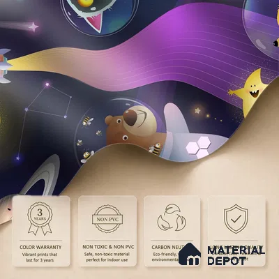 Little Astronauts & Space Friends | WP 04079 B Non Woven Matte Finish Space Style Premium Customized size Wallpaper | 150 GSM WP01MTF Paper | (MOQ = 30 Sq. Ft.)