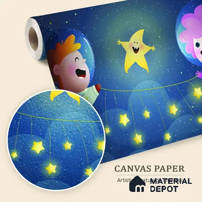Friends Under the Same Star | WP 04080 Canvas Texture Finish Space Style luxurious Customized size Wallpaper | 250 GSM WP01CNF Paper | (MOQ = 30 Sq. Ft.)