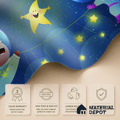 Friends Under the Same Star | WP 04080 Canvas Texture Finish Space Style luxurious Customized size Wallpaper | 250 GSM WP01CNF Paper | (MOQ = 30 Sq. Ft.)