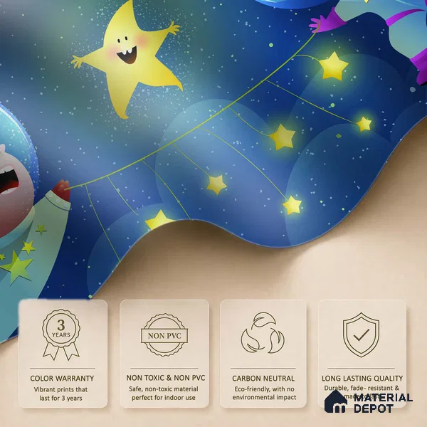 Friends Under the Same Star | WP 04080 Canvas Texture Finish Space Style luxurious Customized size Wallpaper | 250 GSM WP01CNF Paper | (MOQ = 30 Sq. Ft.)