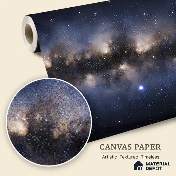 Milky Way in Silence | WP 04081 Canvas Texture Finish Space Style luxurious Customized size Wallpaper | 250 GSM WP01CNF Paper | (MOQ = 30 Sq. Ft.)