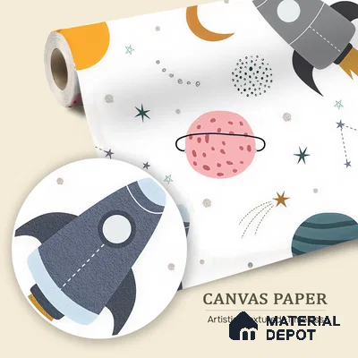 Dreaming Among Planets Rocket Journey To Space | WP 04082 Canvas Texture Finish Space Style luxurious Customized size Wallpaper | 250 GSM WP01CNF Paper | (MOQ = 30 Sq. Ft.)
