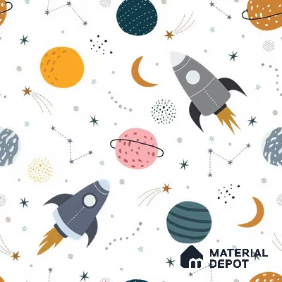 Dreaming Among Planets Rocket Journey To Space | WP 04082 Canvas Texture Finish Space Style luxurious Customized size Wallpaper | 250 GSM WP01CNF Paper | (MOQ = 30 Sq. Ft.)