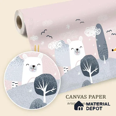 Little Forest Companions Hill Top View | WP 04083 Canvas Texture Finish Nature Style luxurious Customized size Wallpaper | 250 GSM WP01CNF Paper | (MOQ = 30 Sq. Ft.)