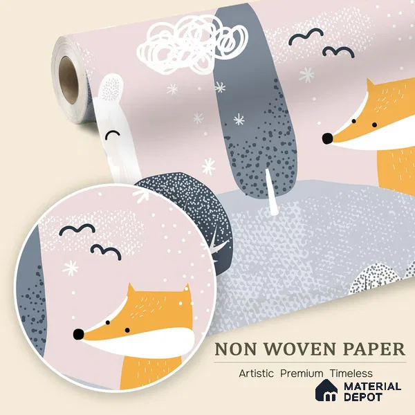 Little Forest Companions Hill Top View | WP 04083 B Non Woven Matte Finish Nature Style Premium Customized size Wallpaper | 150 GSM WP01MTF Paper | (MOQ = 30 Sq. Ft.)