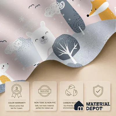 Little Forest Companions Hill Top View | WP 04083 Canvas Texture Finish Nature Style luxurious Customized size Wallpaper | 250 GSM WP01CNF Paper | (MOQ = 30 Sq. Ft.)
