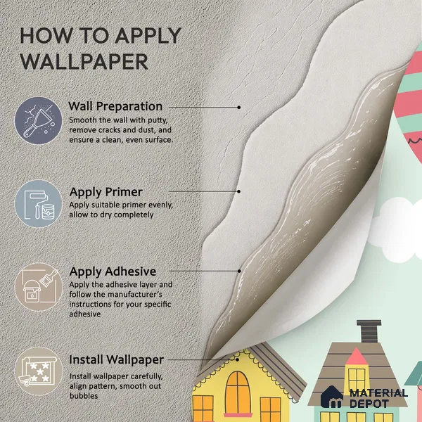 Floating Joy Street Hot Air Balloon Over The House | WP 04084 Canvas Texture Finish Abstract Style luxurious Customized size Wallpaper | 250 GSM WP01CNF Paper | (MOQ = 30 Sq. Ft.)