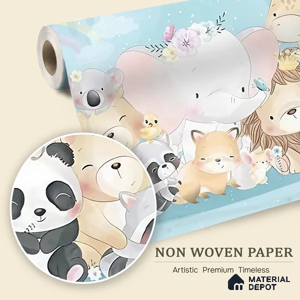 A Hug from the Wild Jumbo Animal View | WP 04085 B Non Woven Matte Finish Animal Print Style Premium Customized size Wallpaper | 150 GSM WP01MTF Paper | (MOQ = 30 Sq. Ft.)