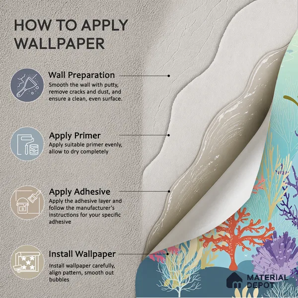 Little Secrets of the Sea Whale And The Aquatic Nature | WP 04087 B Non Woven Matte Finish Nature Style Premium Customized size Wallpaper | 150 GSM WP01MTF Paper | (MOQ = 30 Sq. Ft.)