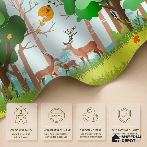 Quiet Hours in the Green Woods Topical Jungle | WP 04088 B Non Woven Matte Finish Nature Style Premium Customized size Wallpaper | 150 GSM WP01MTF Paper | (MOQ = 30 Sq. Ft.)