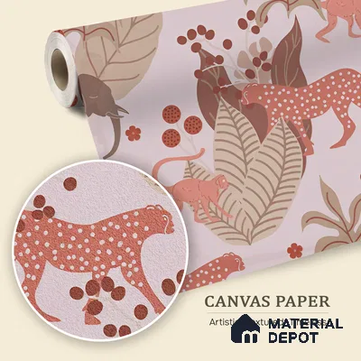 Little Walks Through the Wild Nature Fusion | WP 04089 Canvas Texture Finish Animal Print Style luxurious Customized size Wallpaper | 250 GSM WP01CNF Paper | (MOQ = 30 Sq. Ft.)
