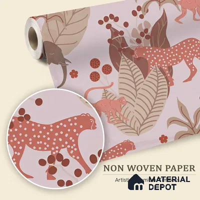 Little Walks Through the Wild Nature Fusion | WP 04089 B Non Woven Matte Finish Animal Print Style Premium Customized size Wallpaper | 150 GSM WP01MTF Paper | (MOQ = 30 Sq. Ft.)
