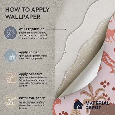 Little Walks Through the Wild Nature Fusion | WP 04089 B Non Woven Matte Finish Animal Print Style Premium Customized size Wallpaper | 150 GSM WP01MTF Paper | (MOQ = 30 Sq. Ft.)