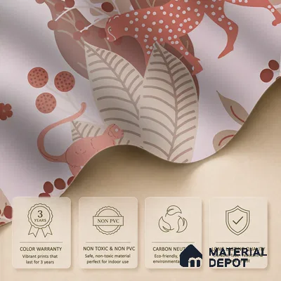 Little Walks Through the Wild Nature Fusion | WP 04089 B Non Woven Matte Finish Animal Print Style Premium Customized size Wallpaper | 150 GSM WP01MTF Paper | (MOQ = 30 Sq. Ft.)
