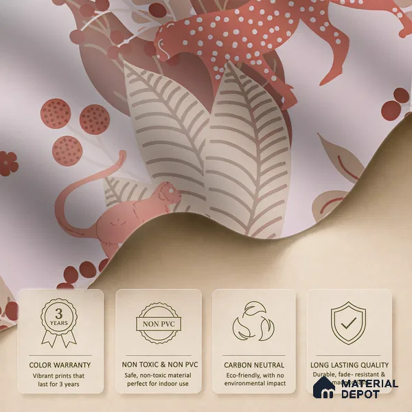 Little Walks Through the Wild Nature Fusion | WP 04089 B Non Woven Matte Finish Animal Print Style Premium Customized size Wallpaper | 150 GSM WP01MTF Paper | (MOQ = 30 Sq. Ft.)