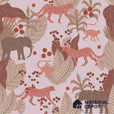 Little Walks Through the Wild Nature Fusion | WP 04089 Canvas Texture Finish Animal Print Style luxurious Customized size Wallpaper | 250 GSM WP01CNF Paper | (MOQ = 30 Sq. Ft.)