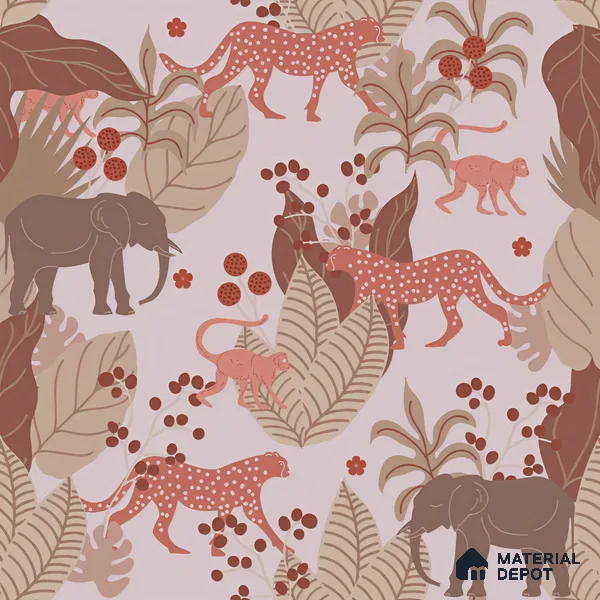 Little Walks Through the Wild Nature Fusion | WP 04089 Canvas Texture Finish Animal Print Style luxurious Customized size Wallpaper | 250 GSM WP01CNF Paper | (MOQ = 30 Sq. Ft.)