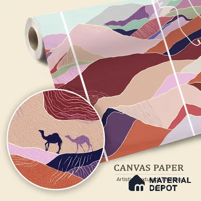 Contours of the Horizon Desert Dunes With Crescent Moon | WP 04090 Canvas Texture Finish Nature Style luxurious Customized size Wallpaper | 250 GSM WP01CNF Paper | (MOQ = 30 Sq. Ft.)