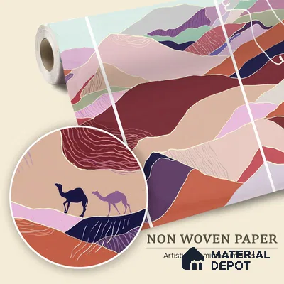 Contours of the Horizon Desert Dunes With Crescent Moon | WP 04090 B Non Woven Matte Finish Nature Style Premium Customized size Wallpaper | 150 GSM WP01MTF Paper | (MOQ = 30 Sq. Ft.)