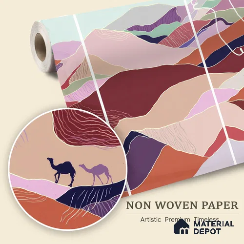 Contours of the Horizon Desert Dunes With Crescent Moon | WP 04090 B Non Woven Matte Finish Nature Style Premium Customized size Wallpaper | 150 GSM WP01MTF Paper | (MOQ = 30 Sq. Ft.)