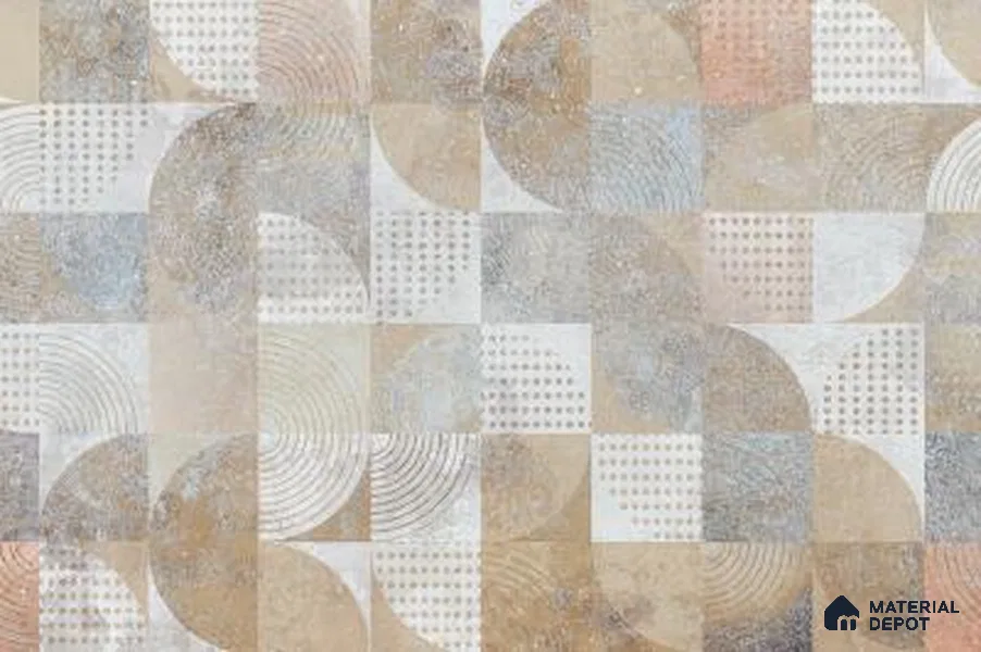Balance of Forms Earth Tone Geometric Abstract | WP 04091 B Non Woven Matte Finish Geometric Style Premium Customized size Wallpaper | 150 GSM WP01MTF Paper | (MOQ = 30 Sq. Ft.)