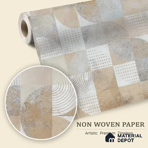 Balance of Forms Earth Tone Geometric Abstract | WP 04091 B Non Woven Matte Finish Geometric Style Premium Customized size Wallpaper | 150 GSM WP01MTF Paper | (MOQ = 30 Sq. Ft.)